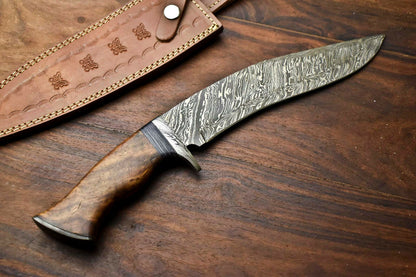 HS-868 Custom Handmade Damascus Steel Hunitng/Kukri Knife - Awesome Wood Handle