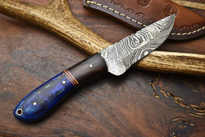 HS-602 Handmade Damascus Skinning Blade Camping Full Tang Knife
