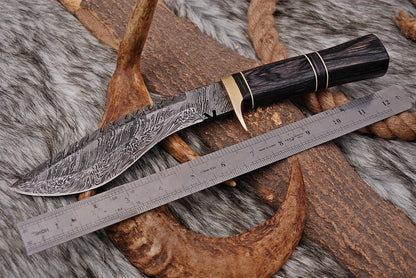 HS-876 Custom Handmade Damascus Steel 12 Inch Kukri Knife - Hard Wood Handle