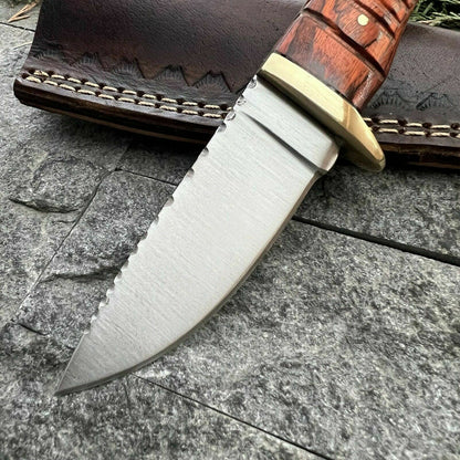 HS-567 Custom Handmade D2 Steel High Polish Hunting Skinner Knife W/Sheath