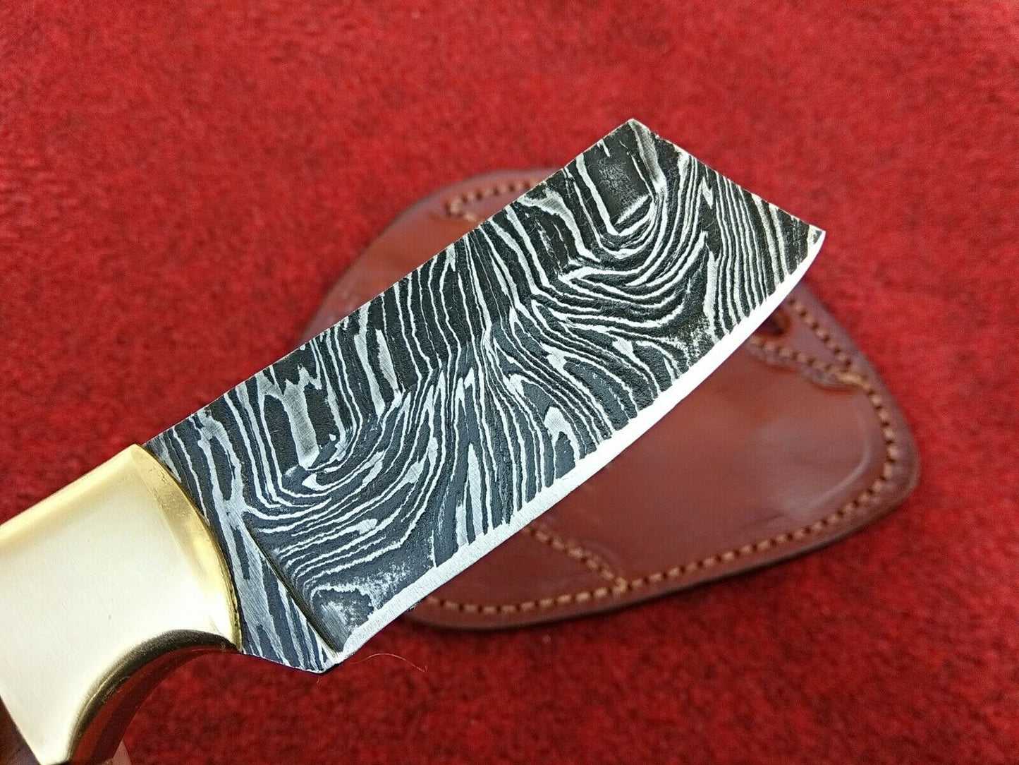 HS-991 Custom Handmade Knife Cowboy Brass Bolster Forged Damascus Steel