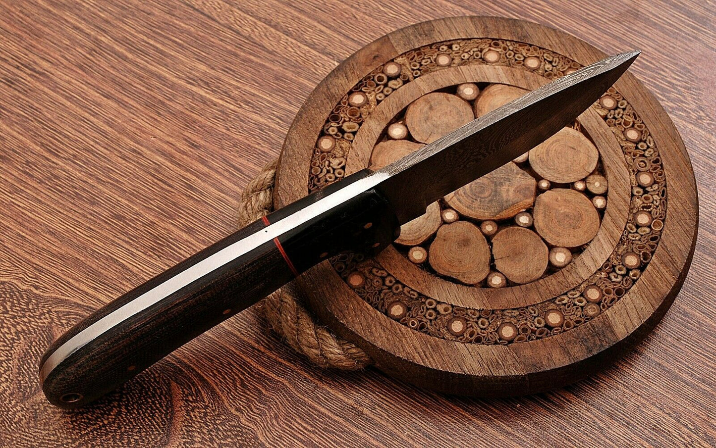 HS-765 Custom Handmade Damascus Steel Skinner Knife With Micarta Buffalo Horn Handle
