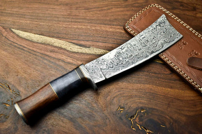 HS-315 Custom Hand Made Damascus Steel Blade Bowie Hunting Knife | CAMEL BONE