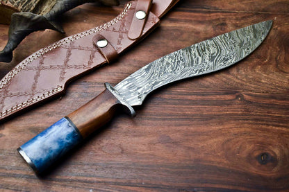 HS-866 Custom Handmade Damascus Steel Hunitng/Kukri Knife - Wood & Bone Handle