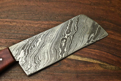 HS-273 Hand Made Damascus Steel Blade Chopper Cleaver Knife Full Tang Knife | Hard Wood