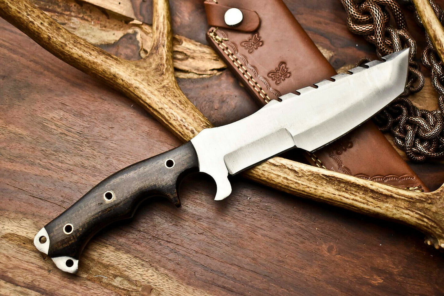 HS-926 Custom Handmade Stainless Steel Tracker Knife - Beautiful Hard Wood Handle