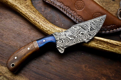 HS-925 Custom Handmade Damascus Steel Tracker-Hunting Knife With Wood Handle