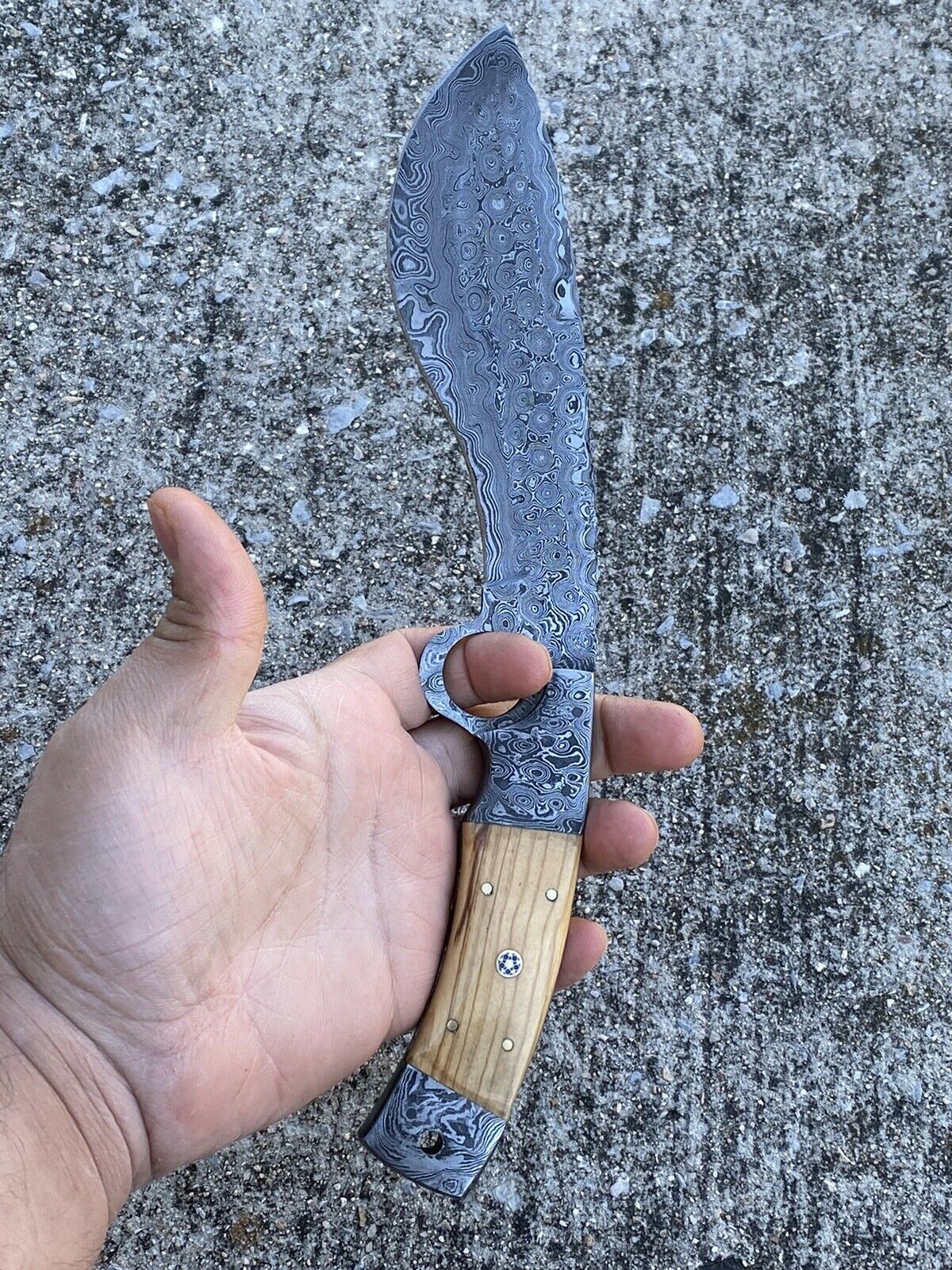 HS-875 Custom Handmade Damascus Steel 12 Inch Kukri Knife - Wood Handle