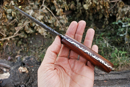 HS-370 '' Handmade Damascus Steel Hunting Skinner Camping Knife Rosewood Handle