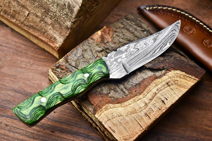 HS-705 Custom Handmade Damascus Steel Skinner Knife - Beautiful Wood Handle