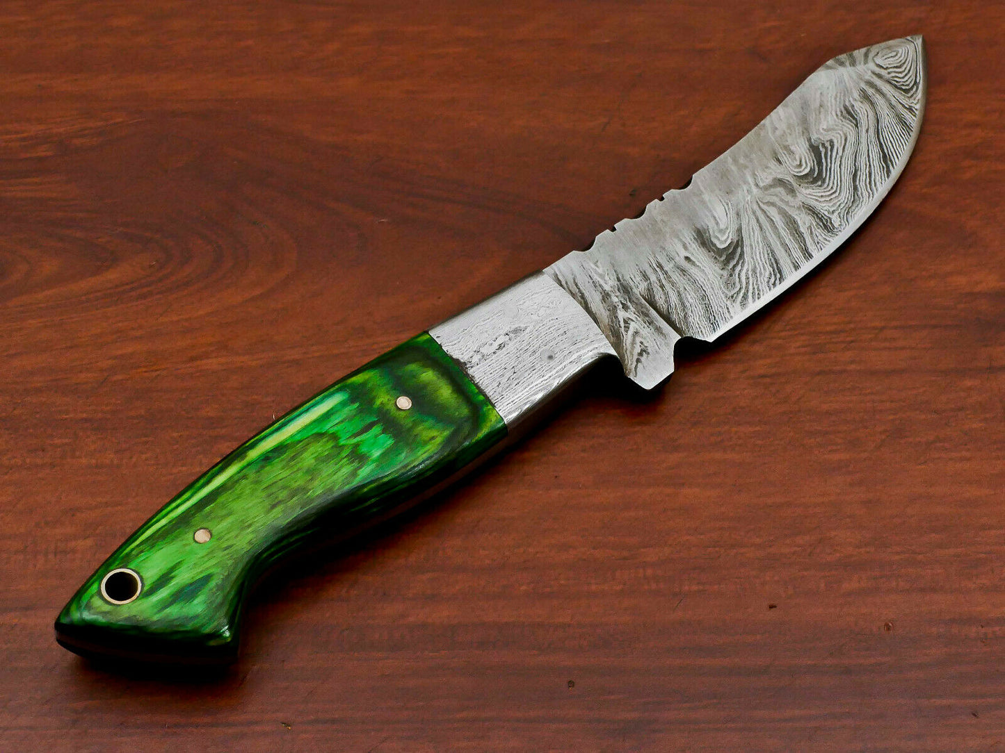HS-568 HANDMADE DAMASCUS CUSTOM PAKKA WOOD HANDLE SKINNING CAMPING KNIFE