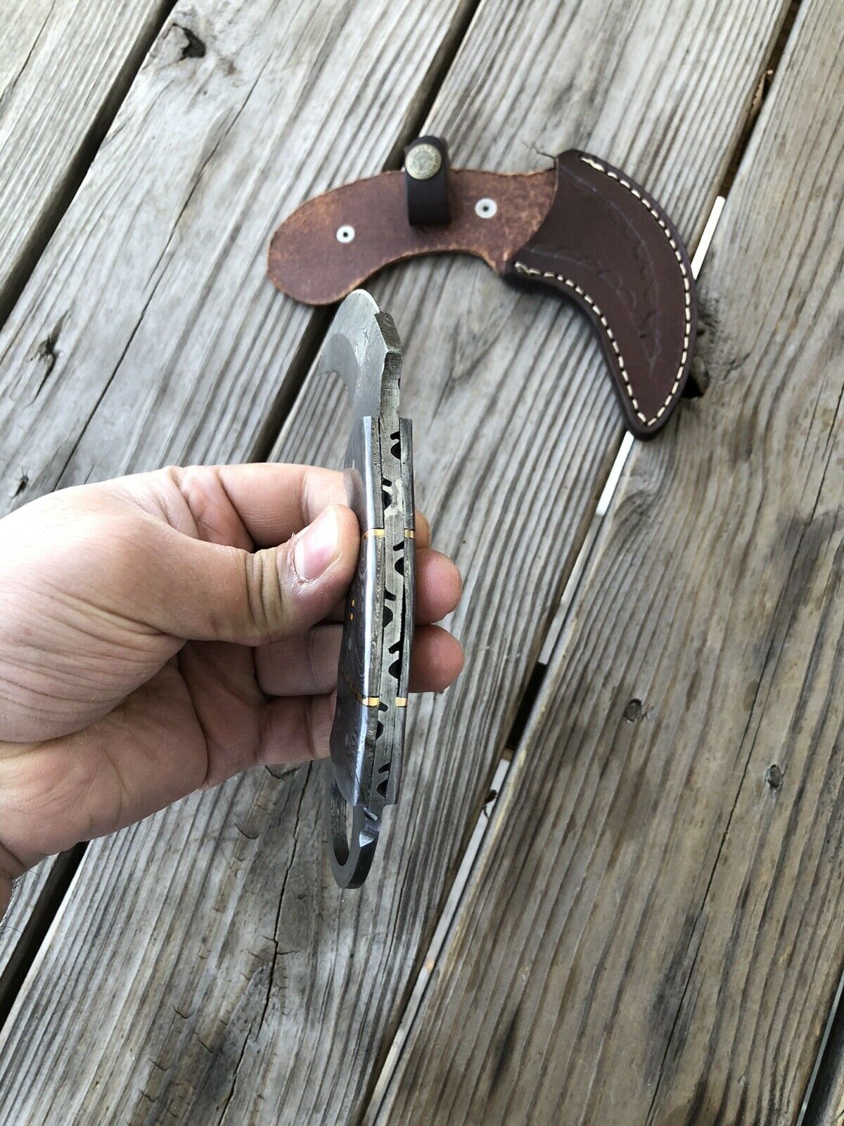 HS-912 9.5 Inch Custom Handmade Damacsus Steel Karambit knife - Full Damascus Handle