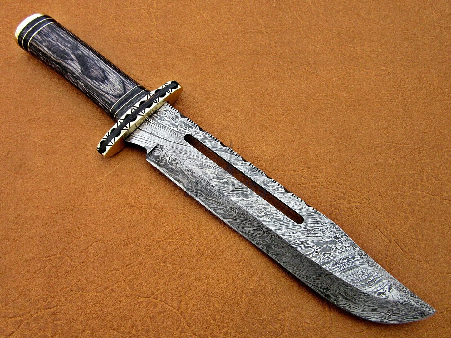 HS-470 Custom Handmade Damascus Steel Hunting Knife With Hard Wood Handle