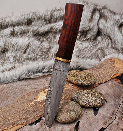 HS-450 | Custom Handmade Damascus Steel Hunting Camping Best Knife - Awesome Wood With Very Reasonable Price
