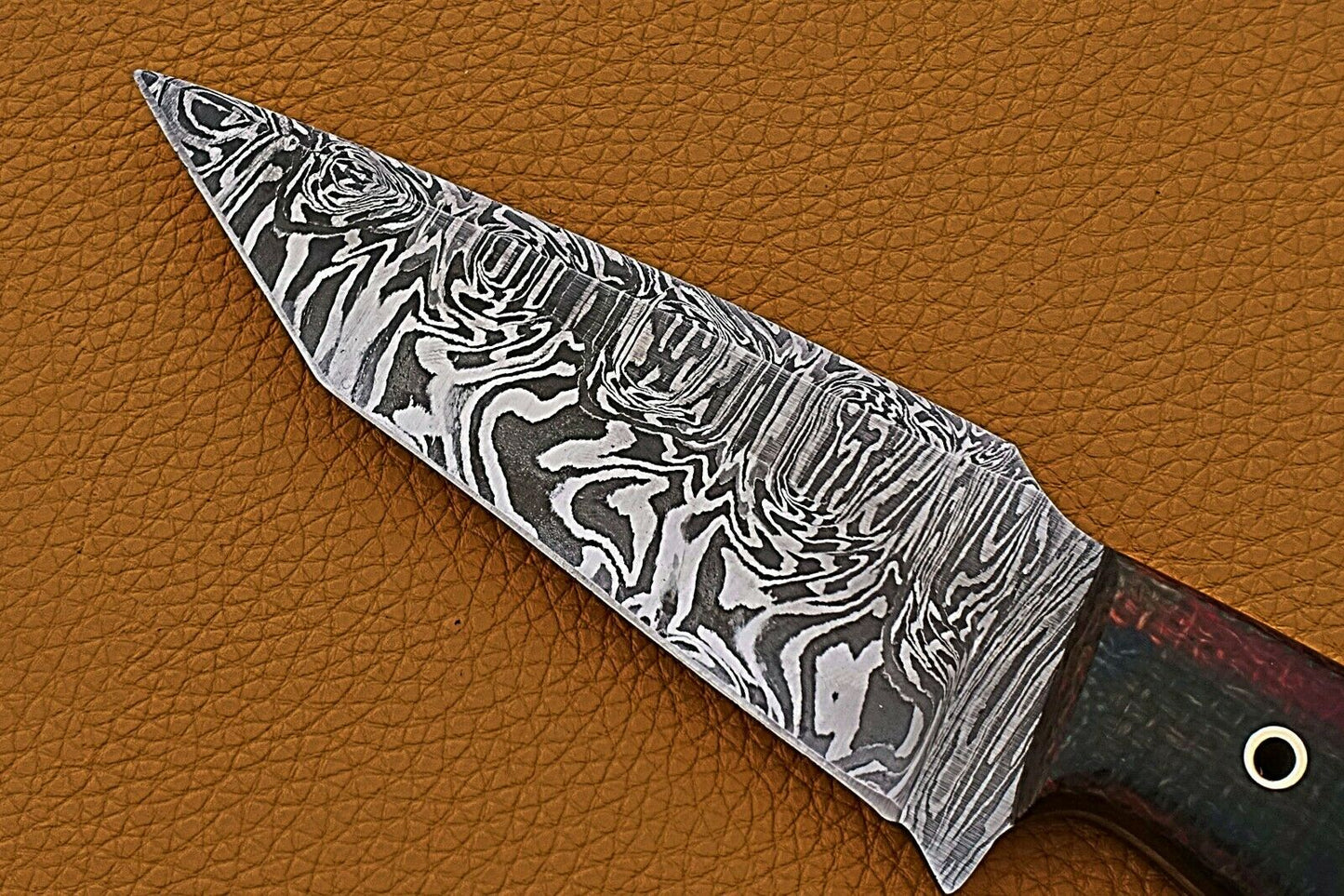 HS-740 Custom Handmade Damascus Steel Skinner Knife With Micarta Sheet Handle