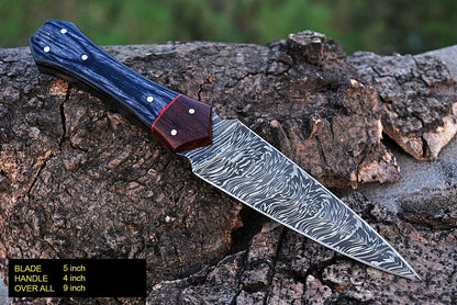 HS-863|Custom Handmade Damacsus Steel Dagger knife - Hard Wood Handle