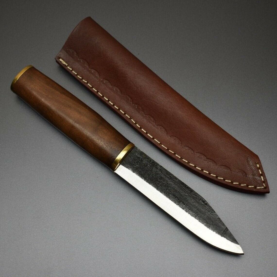 HS-426 | Custom Handmade Railroad Steel Hunting-BushCarft Puukko Knife - Beautiful Wood Handle