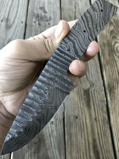 HS-462 Custom Handmade Damascus Hunting Blank Blade Knife - Overal 8 inch
