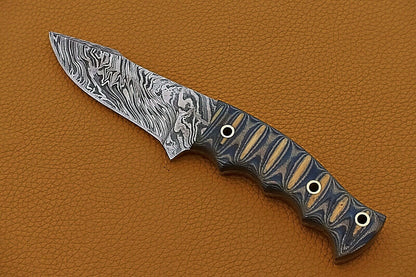 HS-740 Custom Handmade Damascus Steel Skinner Knife With Black Sheet Handle