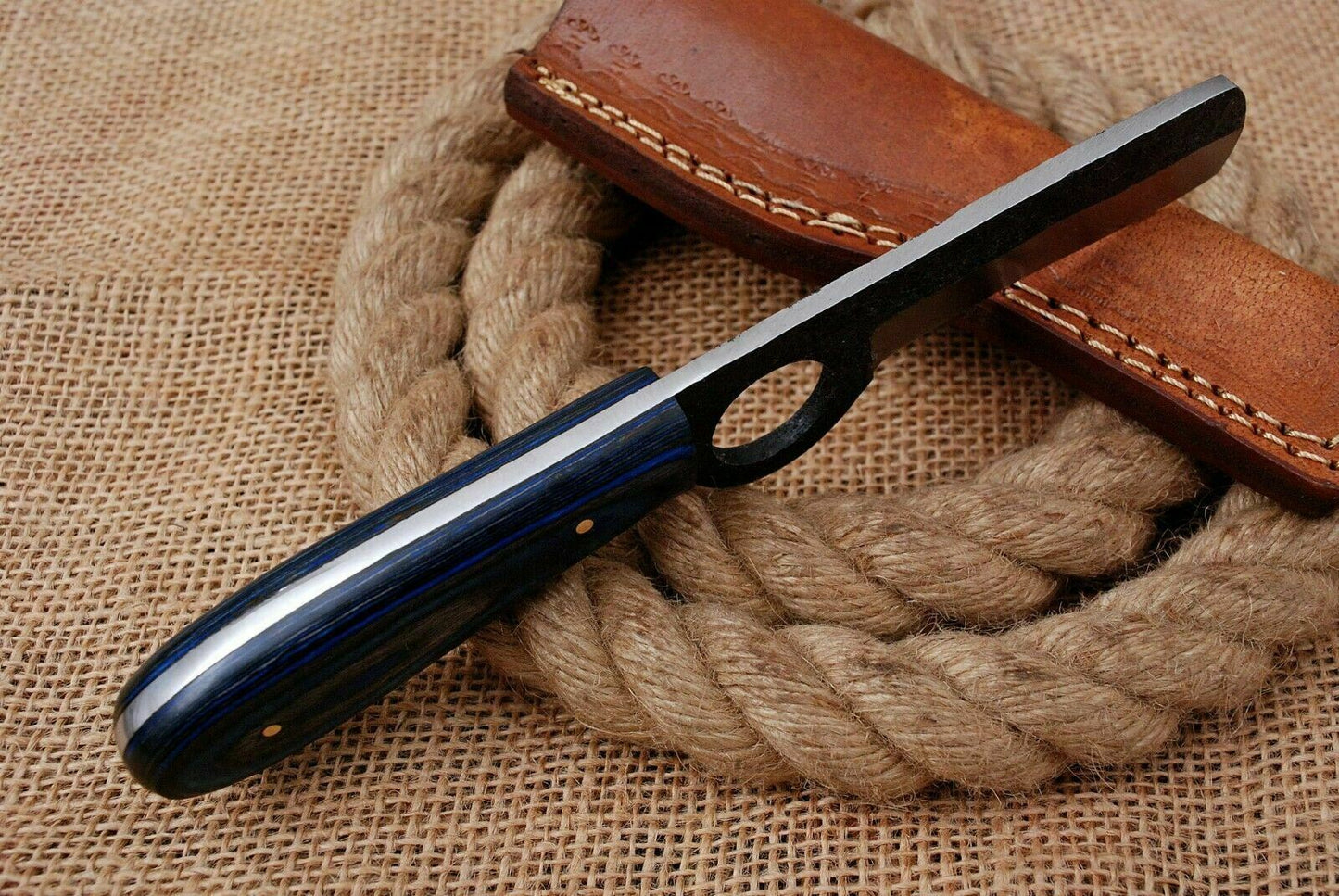 HS-1005 | Custom Handmade High Carbon Steel Skinner/Bull Cutter Knife With Hard Wood  Handle