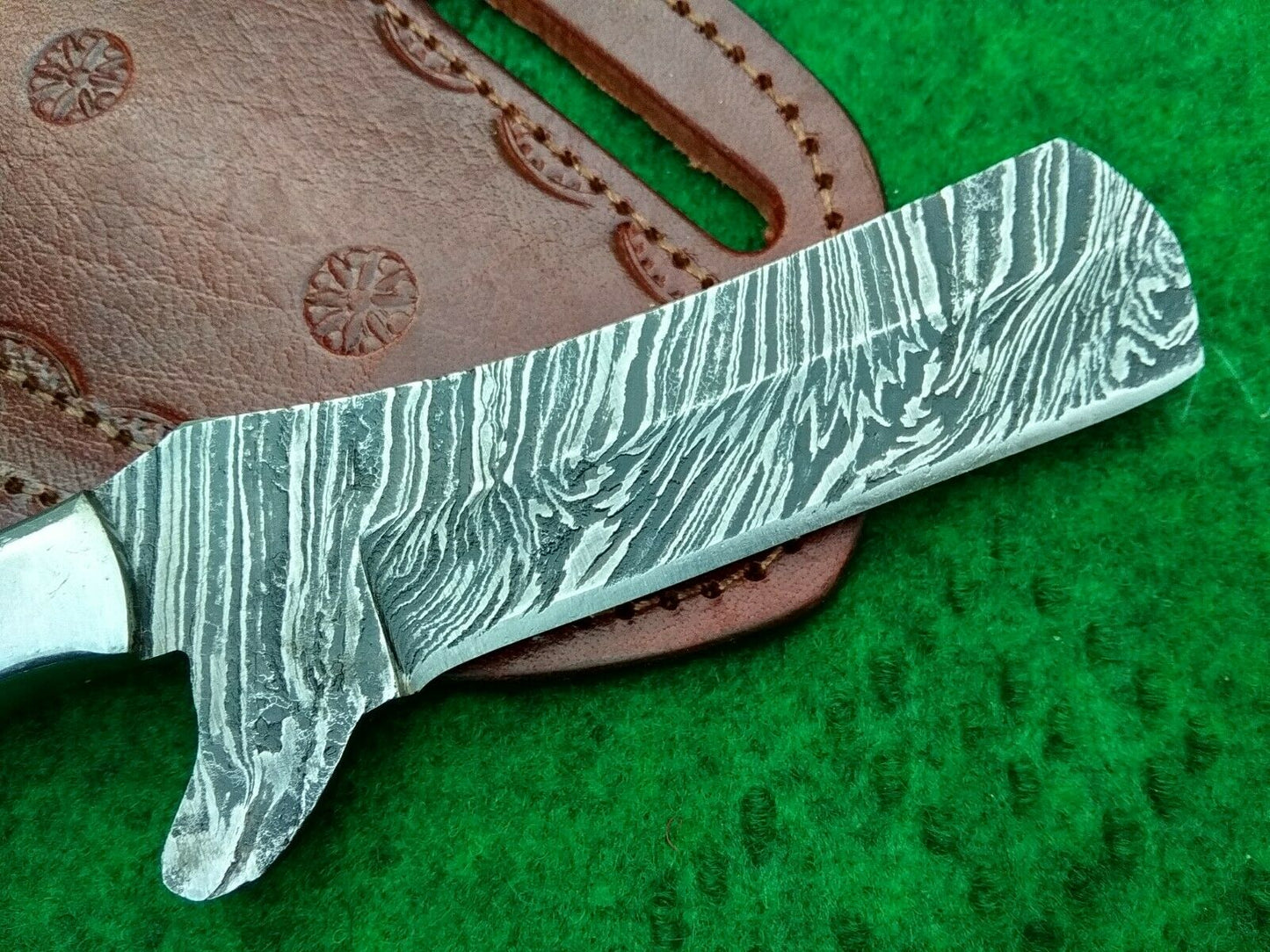 HS-993 COWBOY KNIFE CUSTOM HANDMADE EDC DAMASCUS HUNTING OUTDOOR PANCAKE SHEATH FREE