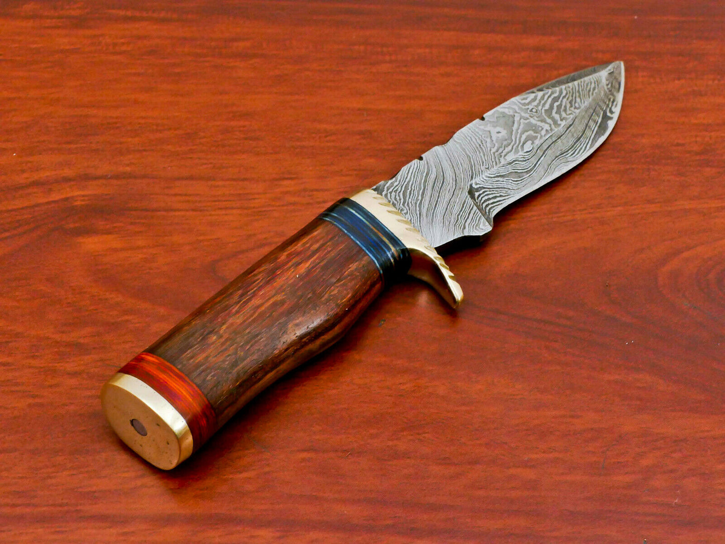 HS-788 Custom Handmade Damascus Skinner Knife With Wood Handles