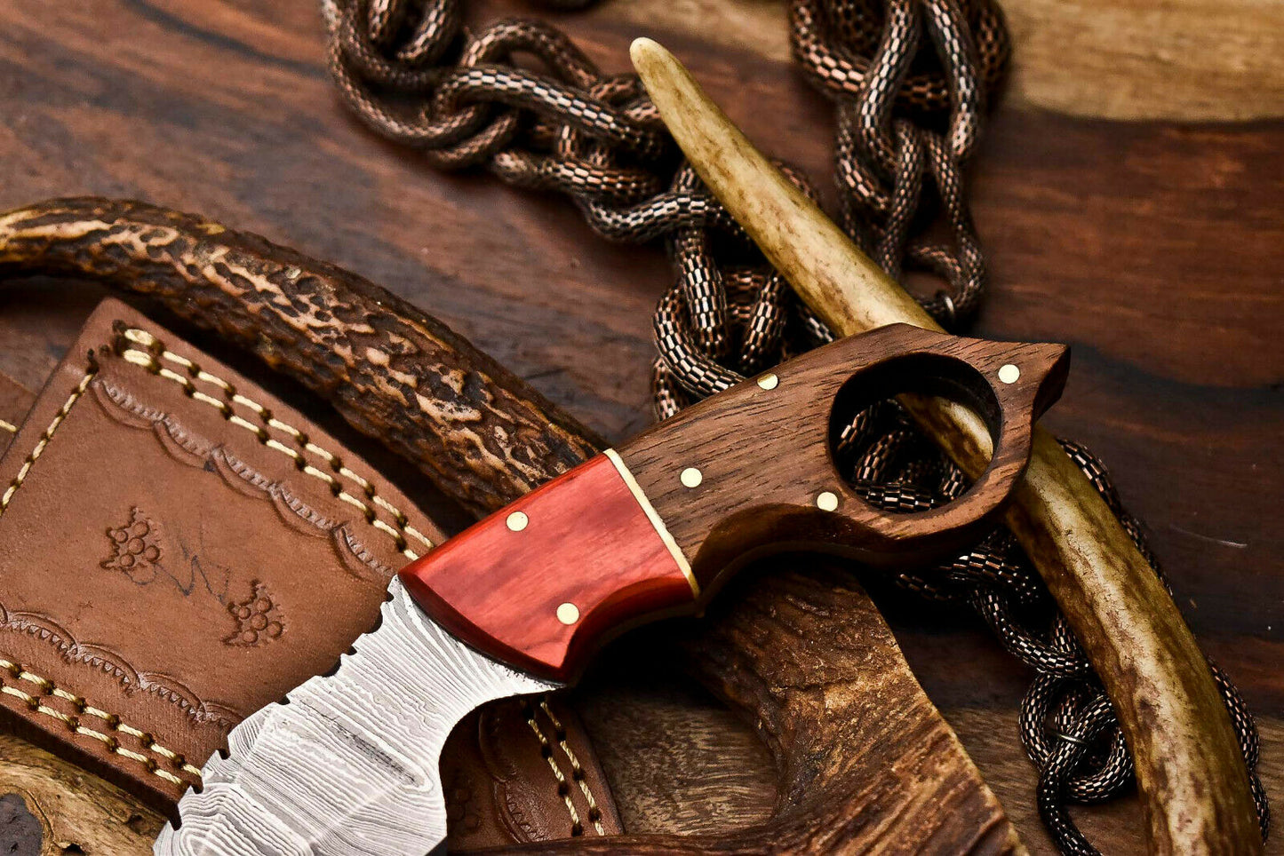 HS-911 Custom Handmade Damascus Steel Karambit Knife - Beautiful Wood Handle