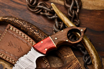 HS-911 Custom Handmade Damascus Steel Karambit Knife - Beautiful Wood Handle