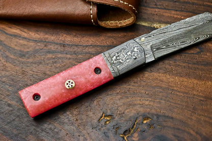 HS-1135 Custom Handmade Damascus Steel Blade Liner-Lock Pocket Folding Knife | CORIAN