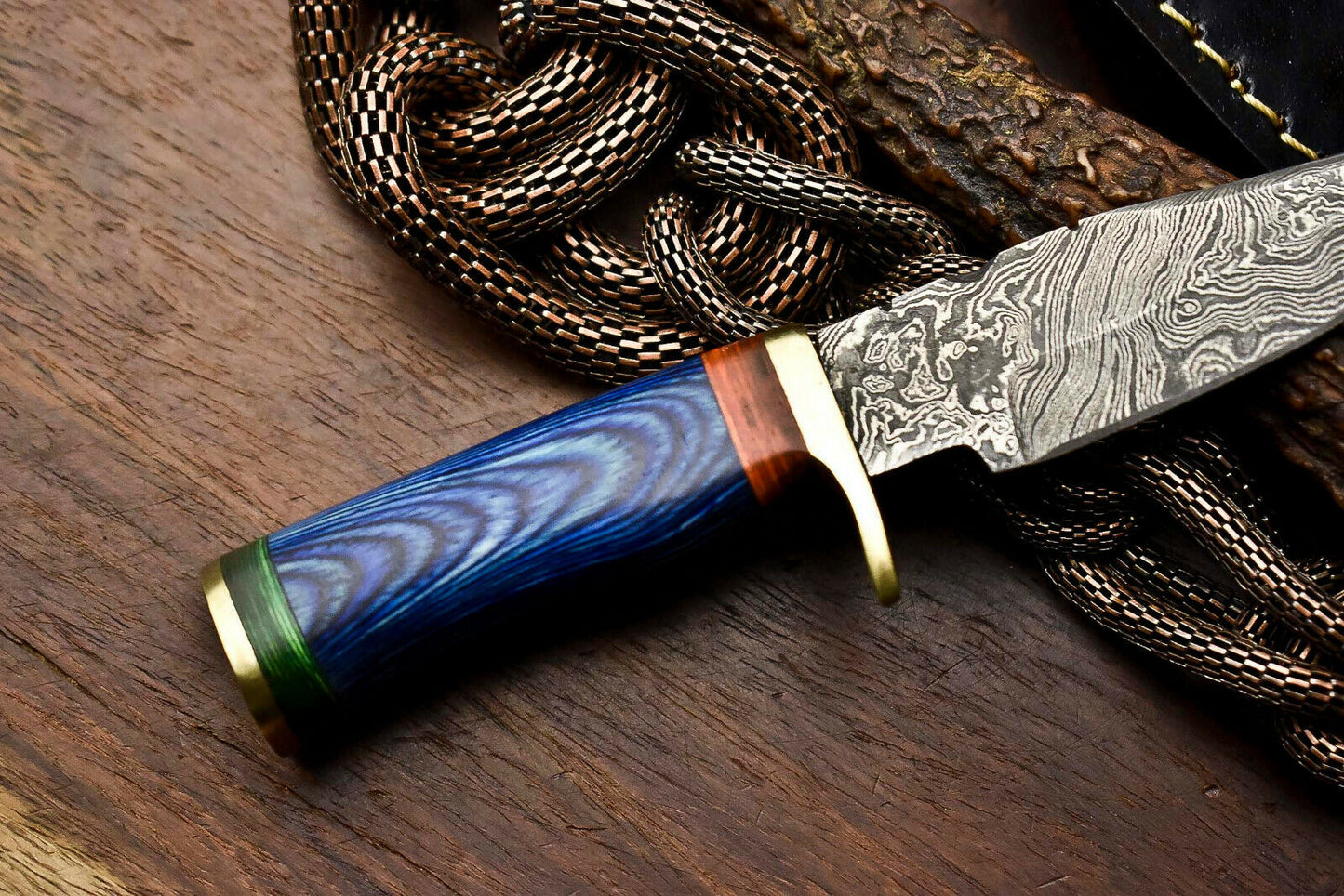 HS-713 Custom Handmade Awesome Hard Wood Handle Damascus Steel Skinner Knife With Best Price