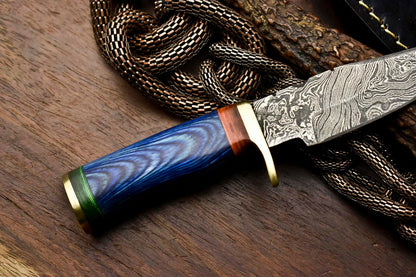 HS-713 Custom Handmade Awesome Hard Wood Handle Damascus Steel Skinner Knife With Best Price