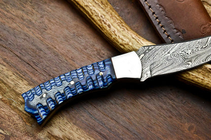 HS-646 Custom Handmade Damascus Hunting Skinning Blade Hunter Camping Full Tang Knife