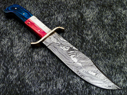 HS-379 '' Custom Hand Forged Damascus Steel 12" Bowie Hunting Knife BONE / WOOD