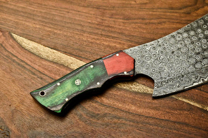 HS-274 Hand Made Damascus Steel Blade Chopper Cleaver Knife Full Tang Knife | Hard W