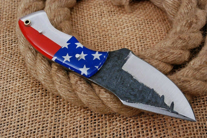 HS-745 6.0'' Custom Handmade High Carbon Mini Skinner Knife With Flag Resin Handle