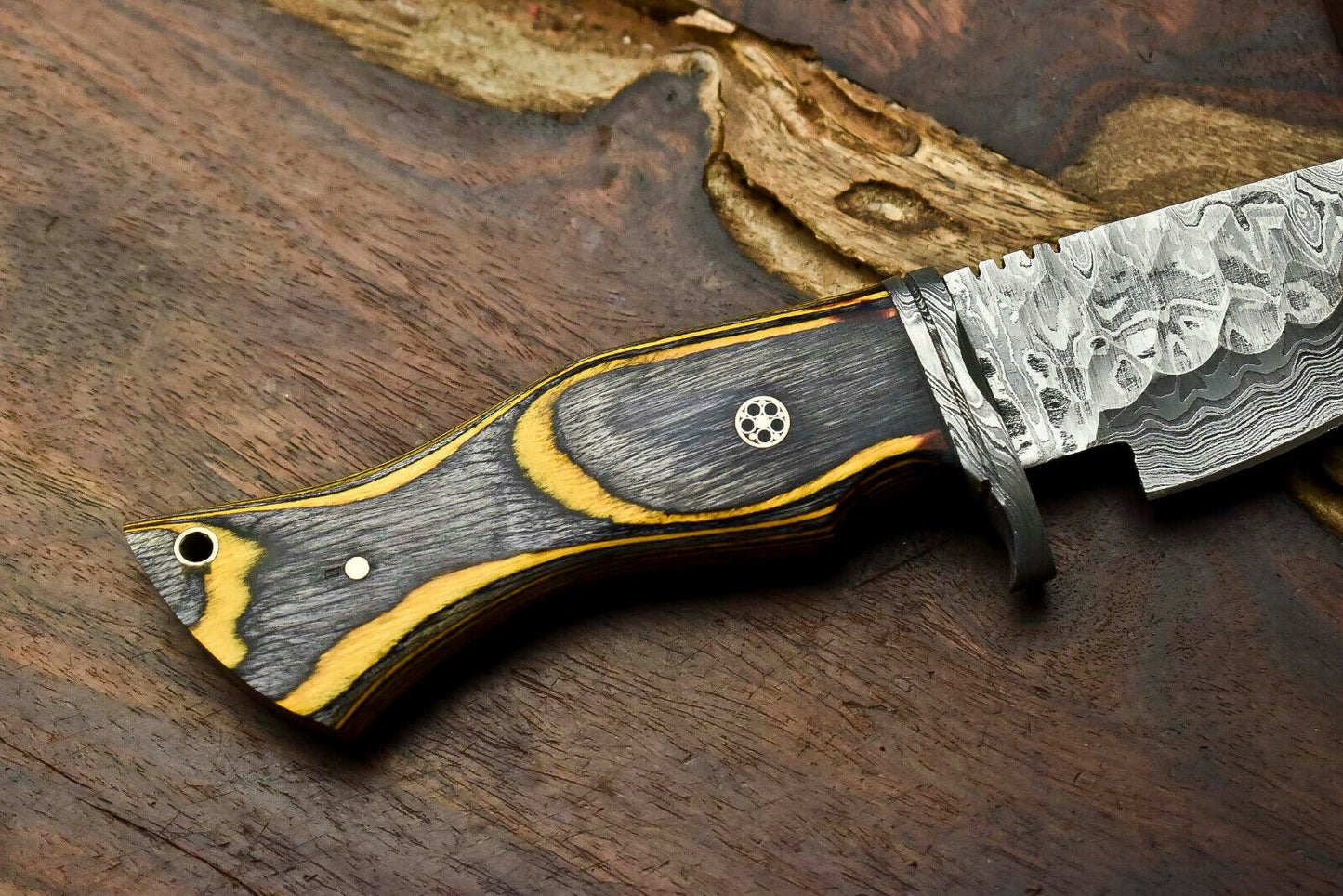 HS-395 | Handmade Damascus Steel Blade Hunting Knife | HARD WOOD