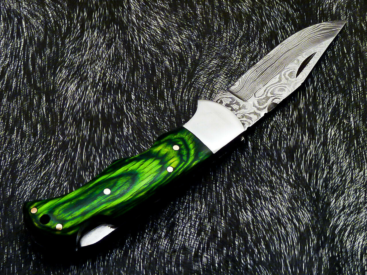 HS-1118 '' CUSTOM HANDMADE DAMASCUS BLADE POCKET FOLDING KNIFE - HARD WOOD HANDLE
