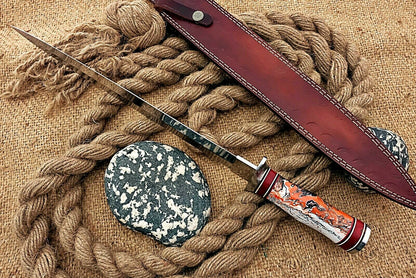 HS-1099 | Custom Handmade Steel D2 Fighter Hunting Combat Mini Sword knife With Resin Handle