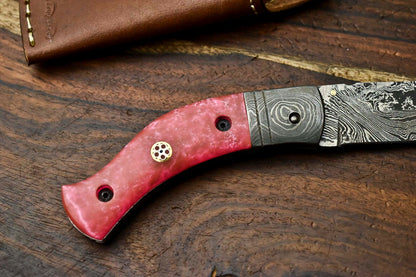 HS-1136 Custom Handmade Damascus Steel Blade Liner-Lock Pocket Folding Knife| CORIAN