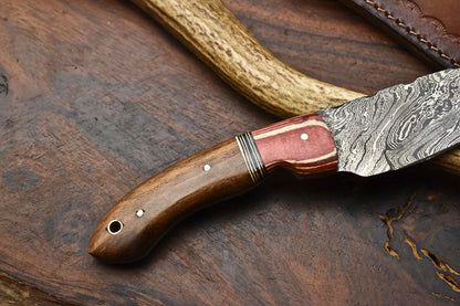HS-598 Handmade Damascus Skinning Blade Camping Full Tang Knife