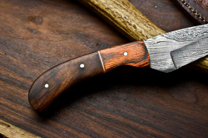 HS-697 Custom Handmade Damascus Steel Skinner Knife - Beautiful Wood Handle