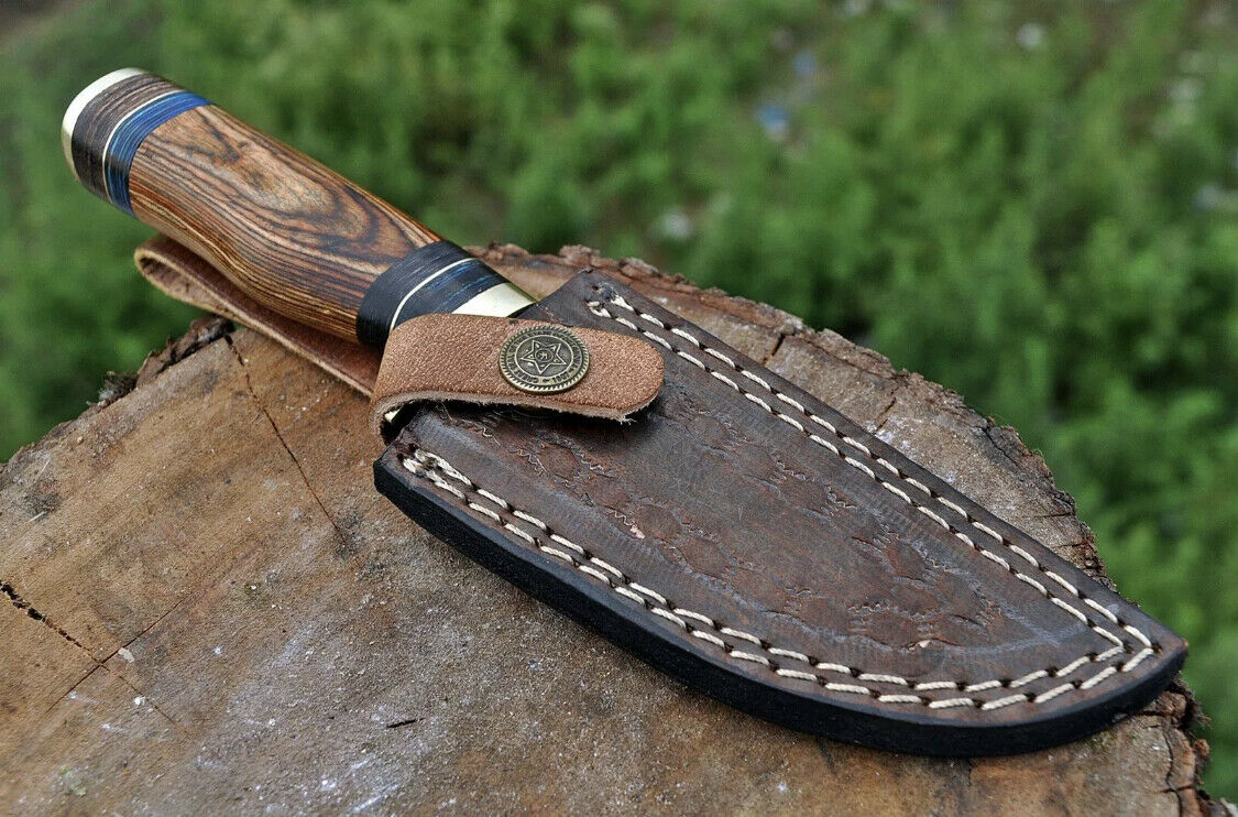 HS-497 Custom Handmade Damascus Skinner/Hunting Knife With Hard Wood Handle