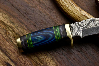 HS-676 Custom HandMade Damascus Steel Blade Hunting Miniature Knife | HARD WOOD