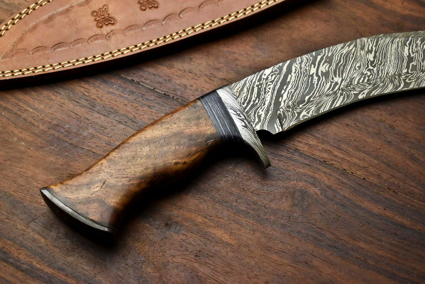 HS-868 Custom Handmade Damascus Steel Hunitng/Kukri Knife - Awesome Wood Handle