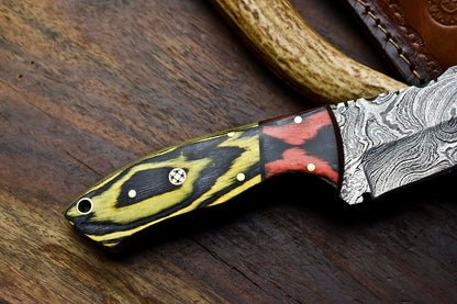 HS-616 Handmade Damascus Skinning Blade Camping Full Tang Knife