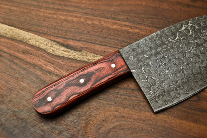 HS-272 Hand Made Damascus Steel Blade Chopper Cleaver Knife Full Tang Knife | Hard Wood