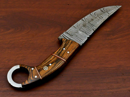 HS-571 HANDMADE DAMASCUS CUSTOM PAKKA WOOD HANDLE SKINNING CAMPING KNIFE