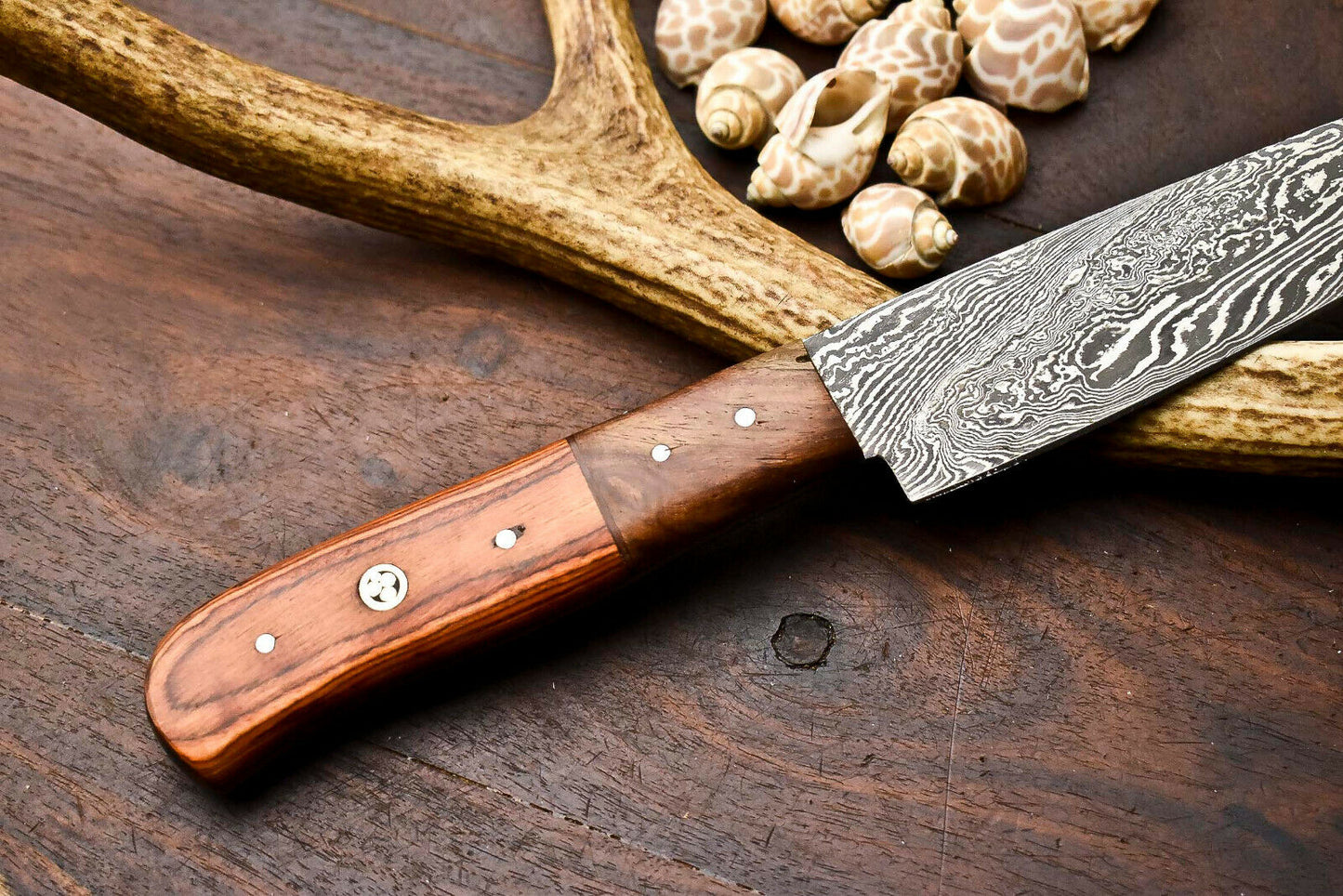 HS-280 Hand Made Damascus Steel Blade Chef Kitchen Full Tang Knife | Hard Wood