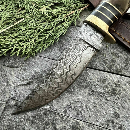 HS-387 '' Custom Hand Forged Damascus Steel Hunting Skinner Knife