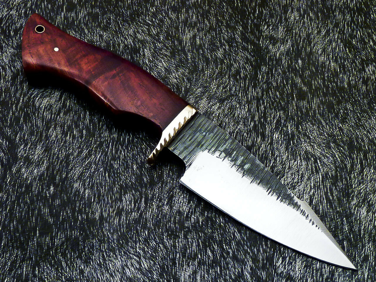 HS-377 '' Custom Hand Forged Railroad Spike Carbon Steel 10" Skinning Knife Wood